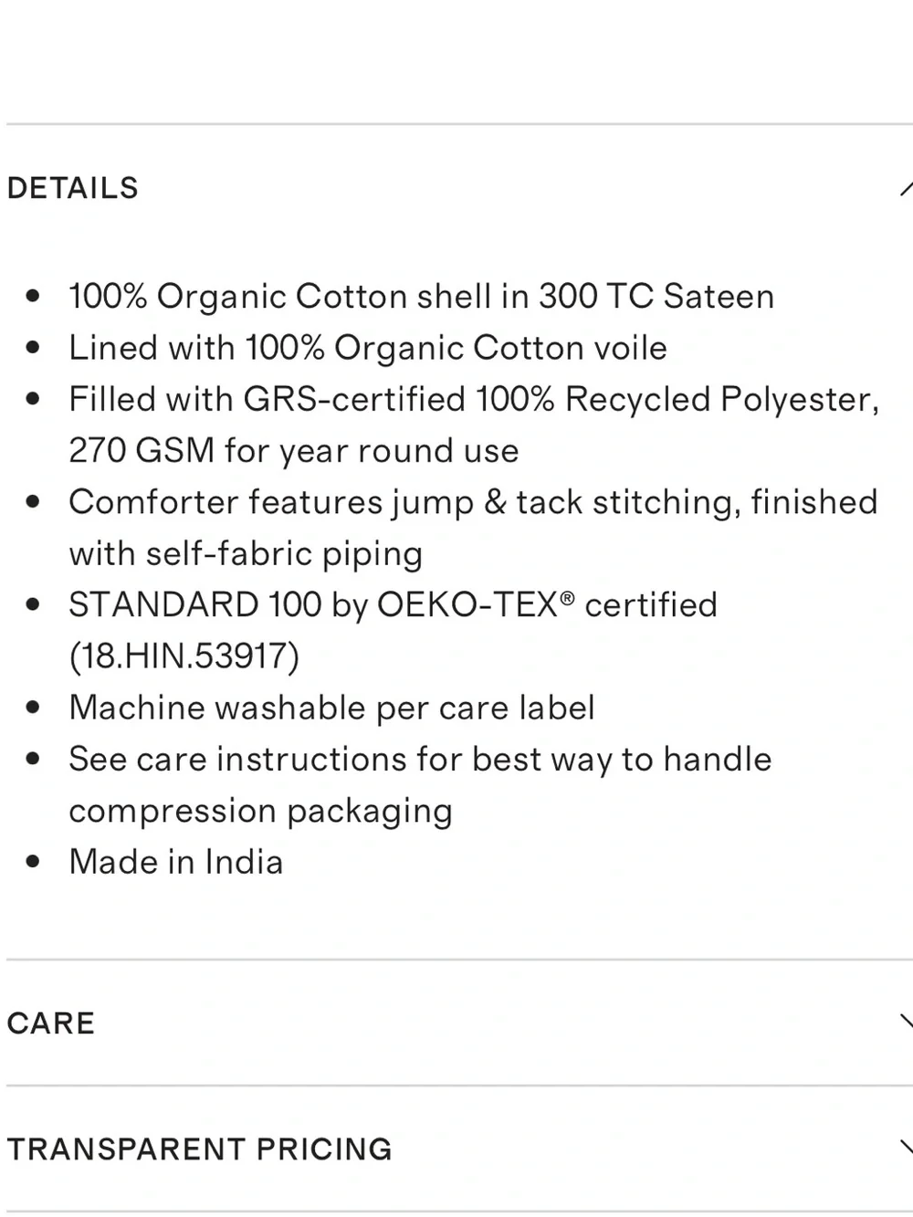 Quince Organic Sateen Comforter in Mineral